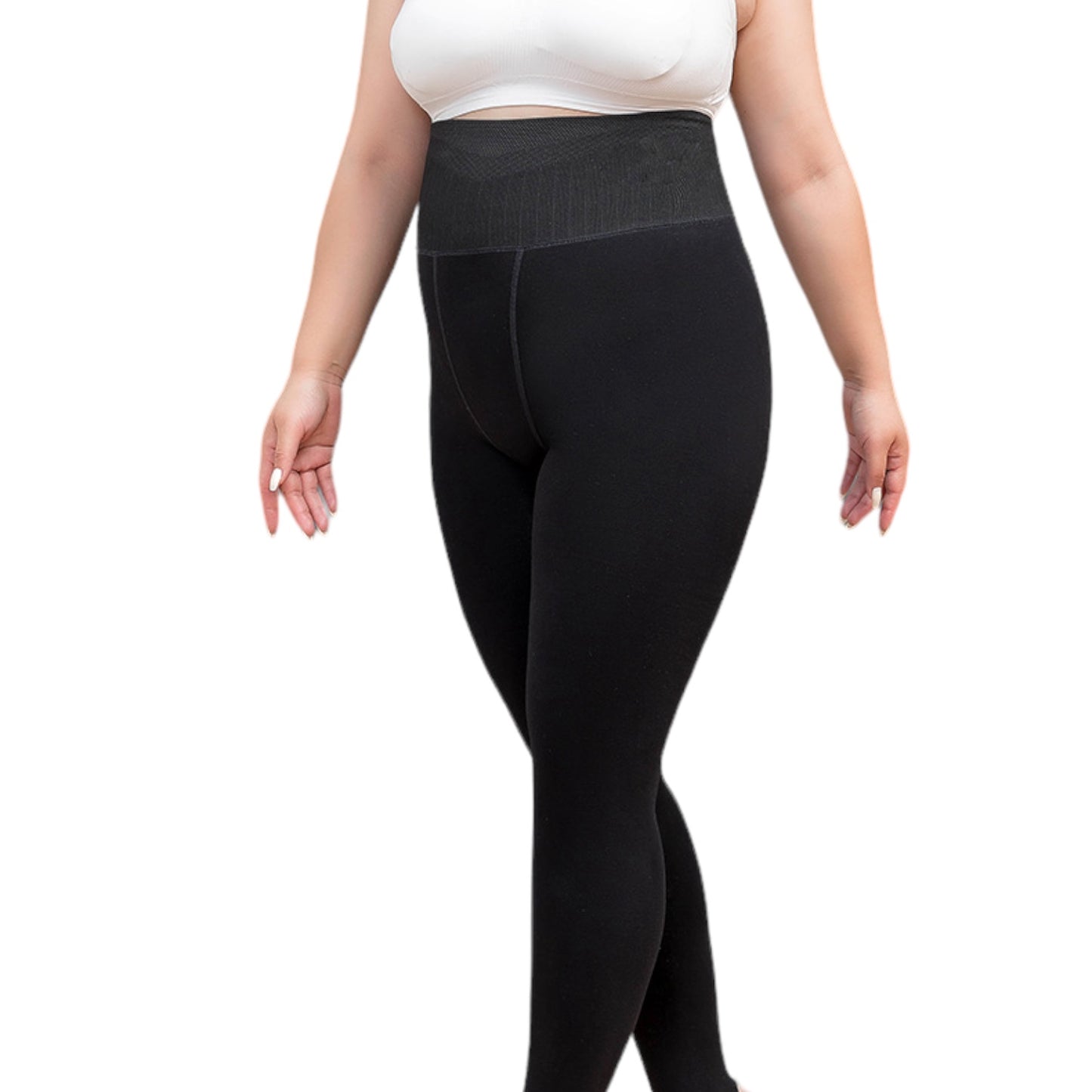 Pomapoma Shaplux Women's Cotton-feel High Waist Thermal Stirrup Tights - Regular & Plus Size