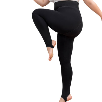 Pomapoma Shaplux Women's Cotton-feel High Waist Thermal Stirrup Tights - Regular & Plus Size