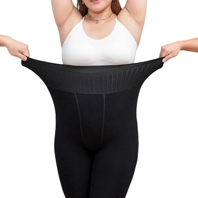 Plus Size Cotton-Touch Thermal Tights with Fishbone Waist Support | Pomapoma