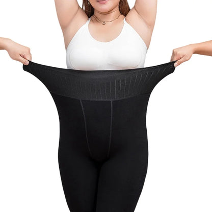 Plus Size Cotton-Touch Thermal Tights with Fishbone Waist Support | Pomapoma