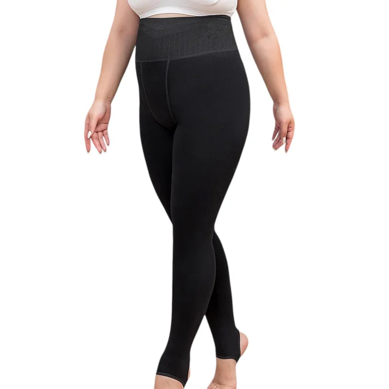 Plus Size Cotton-Touch Thermal Tights with Fishbone Waist Support | Pomapoma