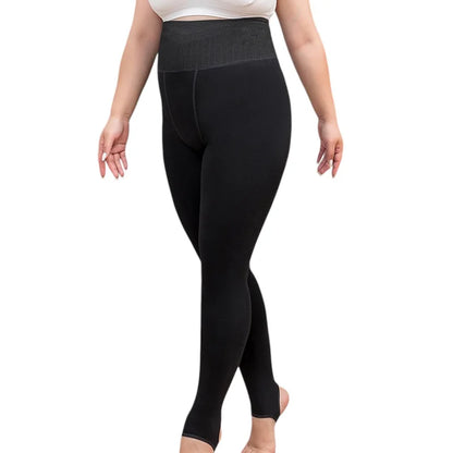 Plus Size Cotton-Touch Thermal Tights with Fishbone Waist Support | Pomapoma